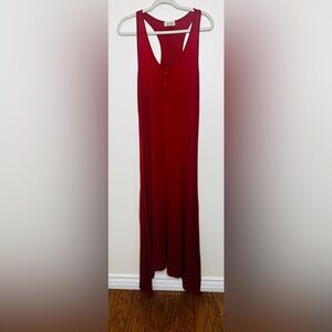 Chic Burgundy Maxi dress Razorback button front